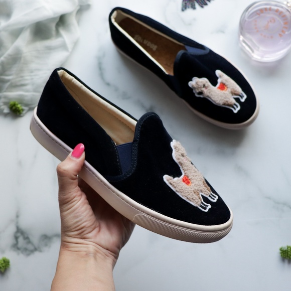 Soludos Shoes - SOLUDOS Velvet Llama sneaker slip on blue